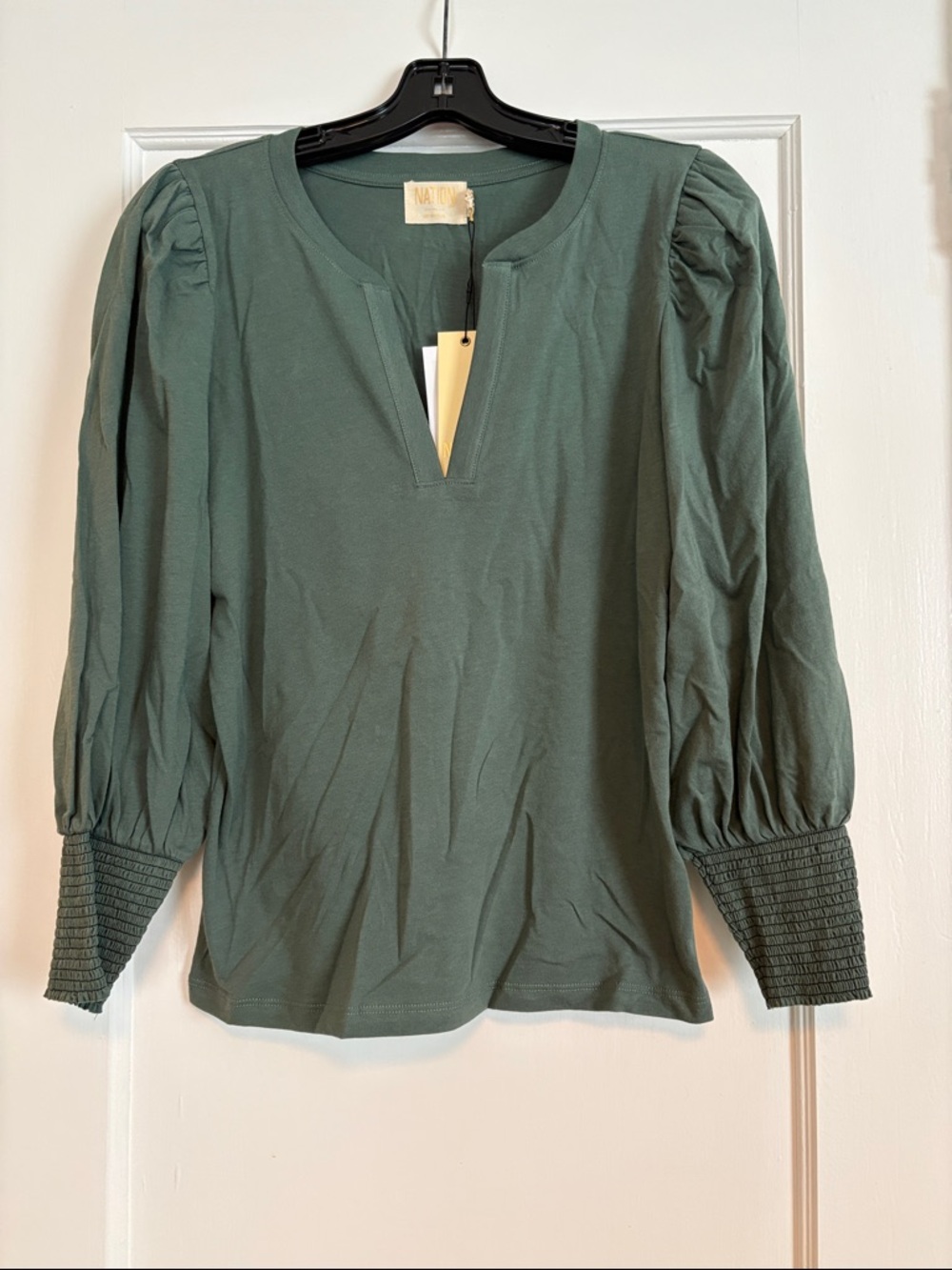 Nation LTD Puff-Sleeve Smocked Top